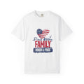 Proud Military Family shirt in White with American flag heart and HONOR & PRIDE banner