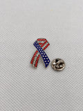 American Flag Ribbon Pin with Rhinestone Accents