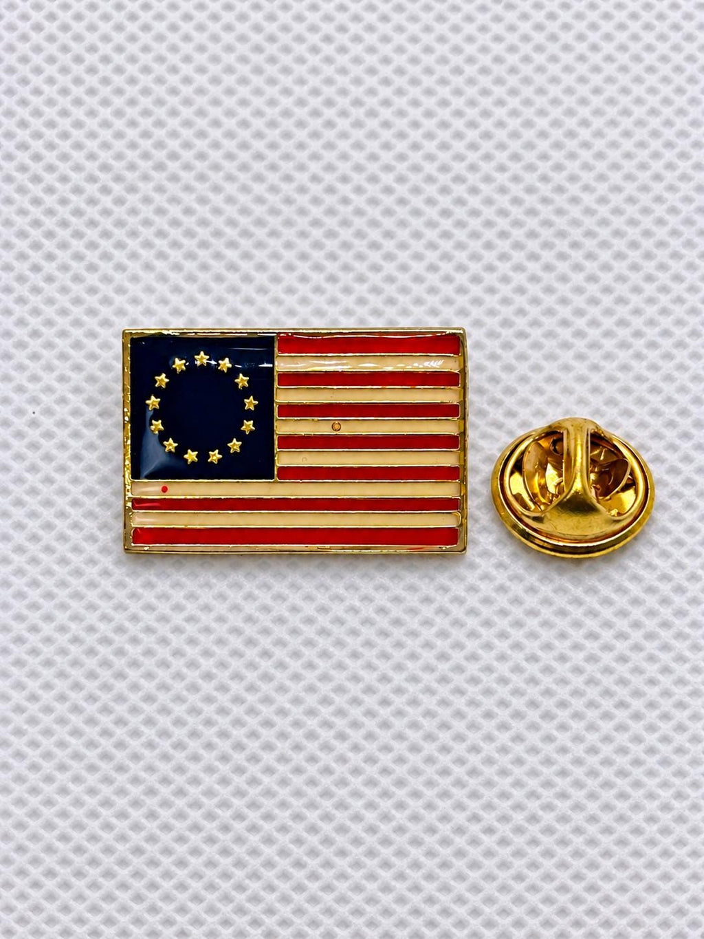 Betsy Ross 13-Star Flag Enamel Pin, Gold Border