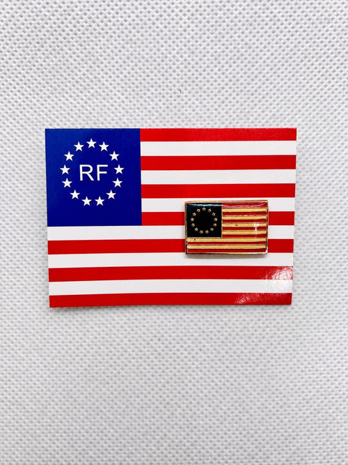 Betsy Ross 13-Star Flag Enamel Pin, Gold Border