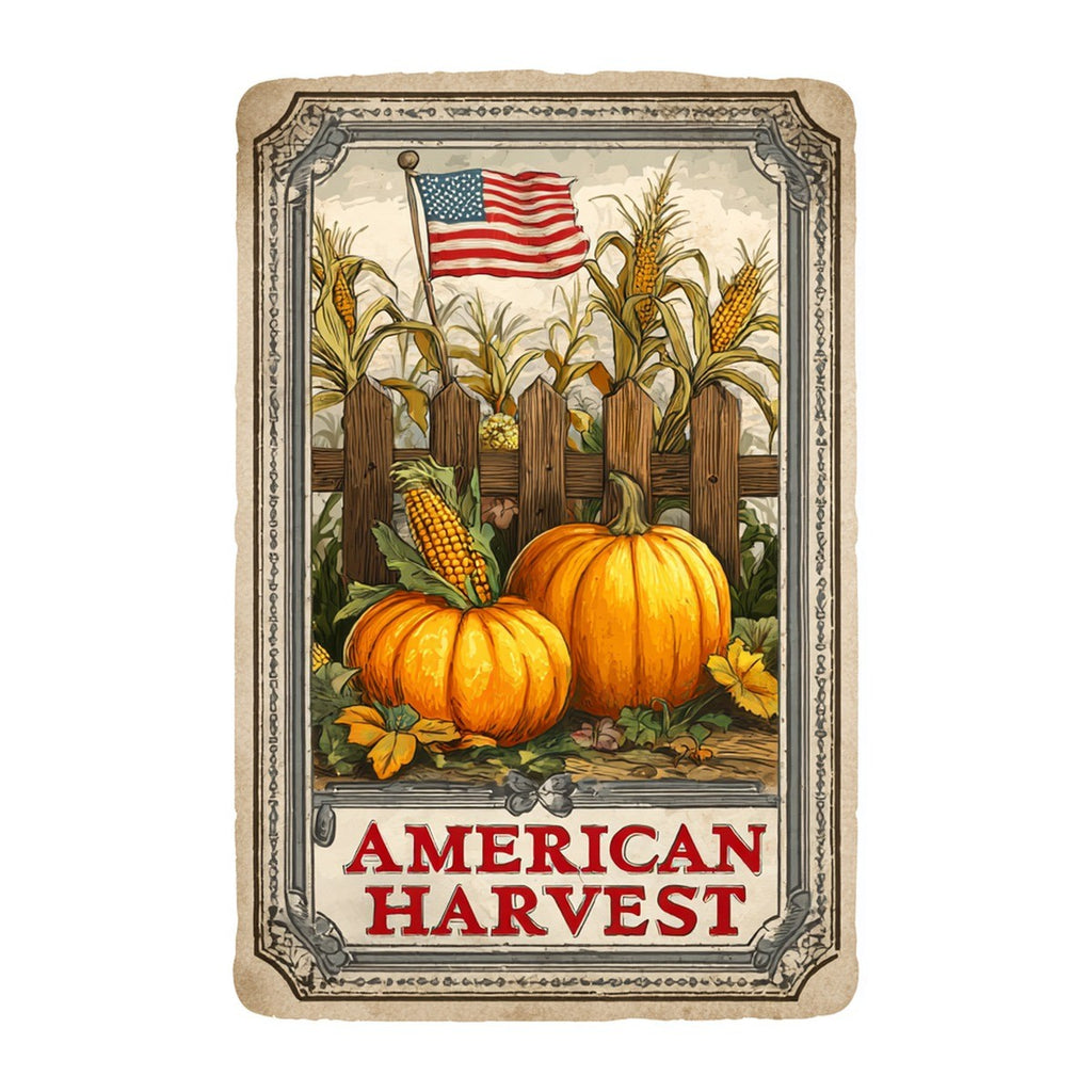 American Harvest 3x3 waterproof vinyl Thanksgiving sticker design