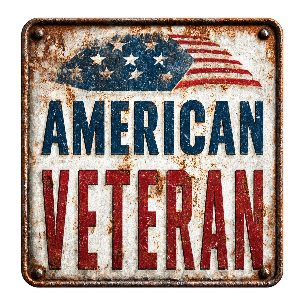American Veteran Vintage Tin Sign 3x3 waterproof vinyl Veterans Day sticker design