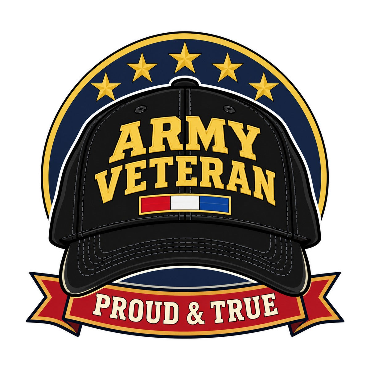 Army Veteran Cap 3x3 waterproof vinyl Veterans Day sticker design