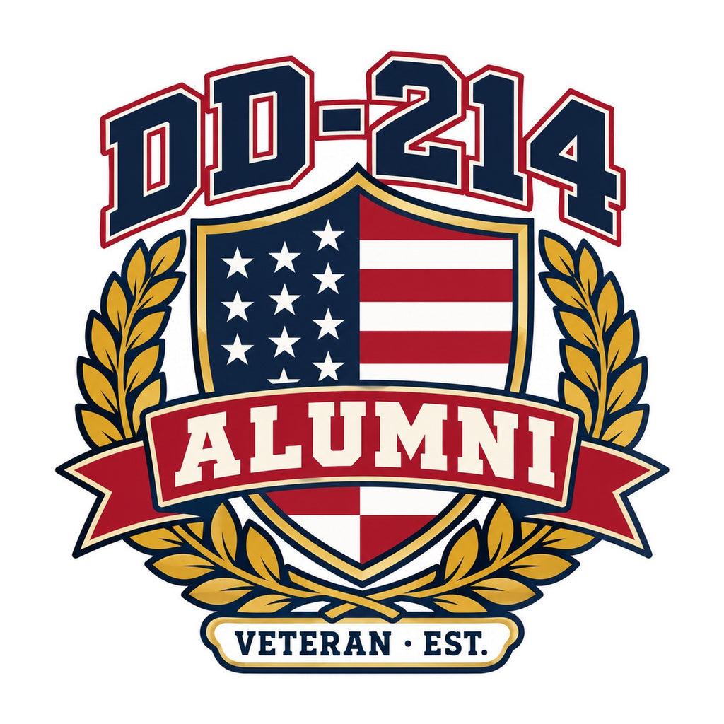 DD-214 Alumni 3x3 waterproof vinyl Veterans Day sticker design