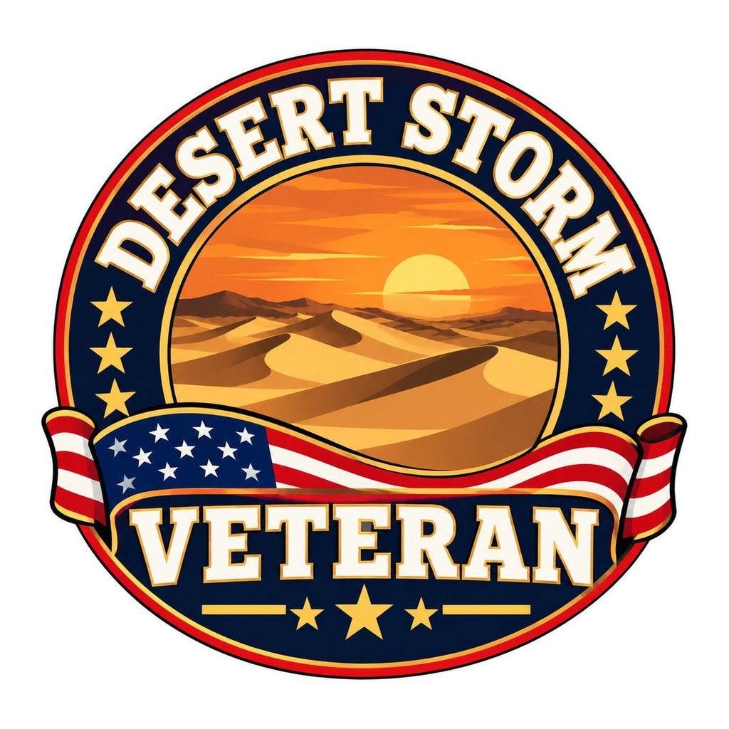 Desert Storm Veteran 3x3 waterproof vinyl Veterans Day sticker design