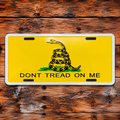 Don't Tread On Me yellow Gadsden license plate