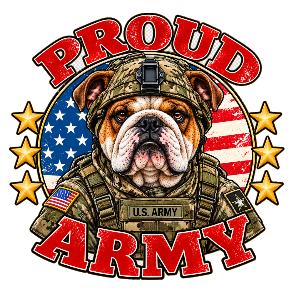 Proud Army English Bulldog sticker design