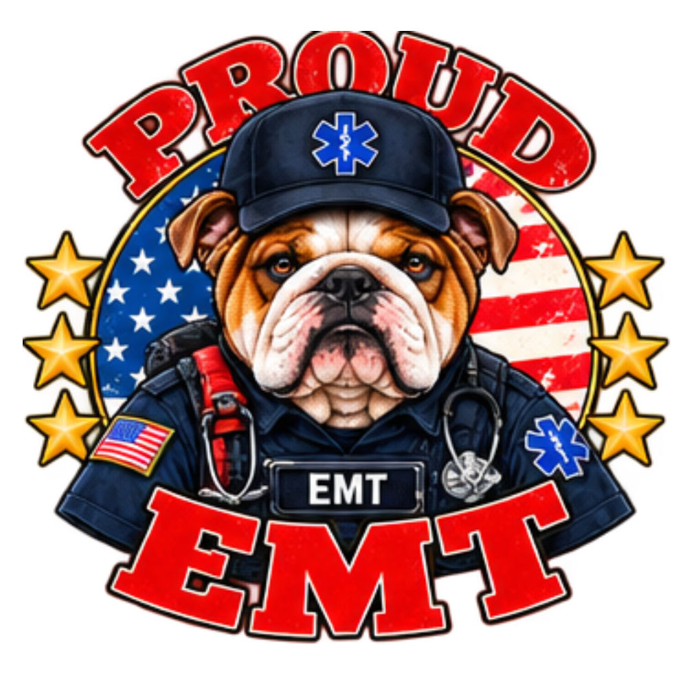 Proud EMT English Bulldog sticker design