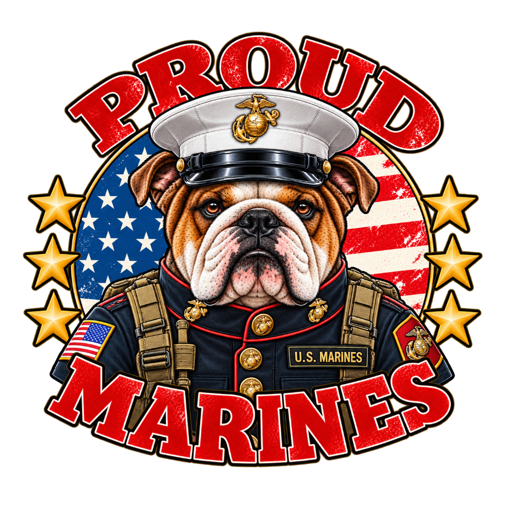 Proud Marines English Bulldog sticker design