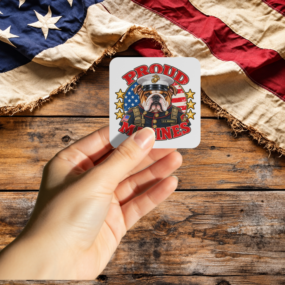 Proud Marines English Bulldog sticker mockup
