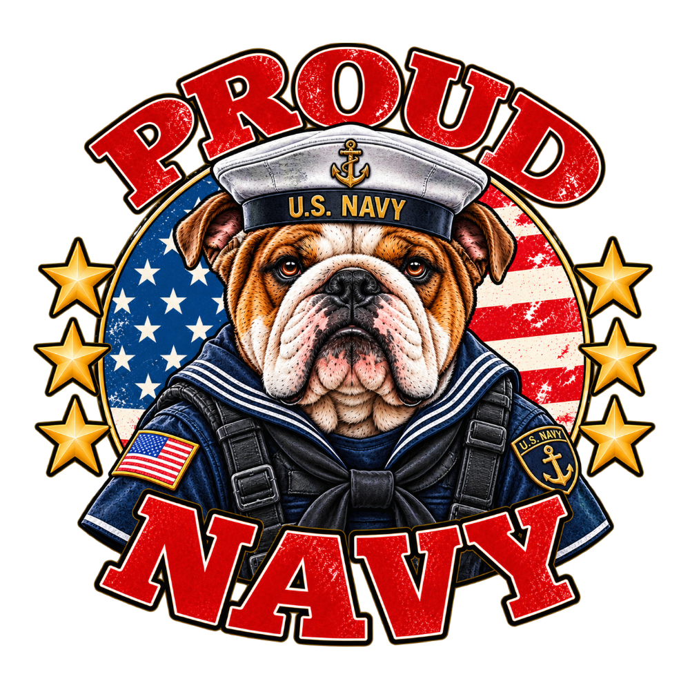 Proud Navy English Bulldog sticker design