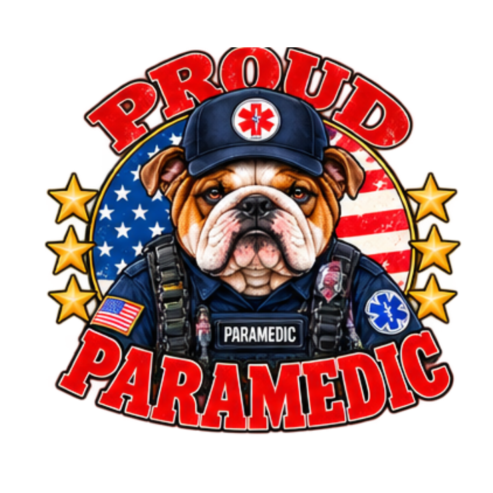 Proud Paramedic English Bulldog sticker design