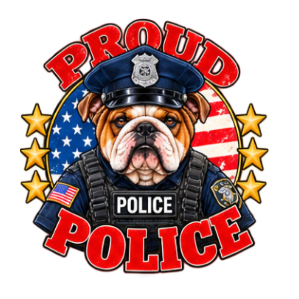 Proud Police English Bulldog sticker design