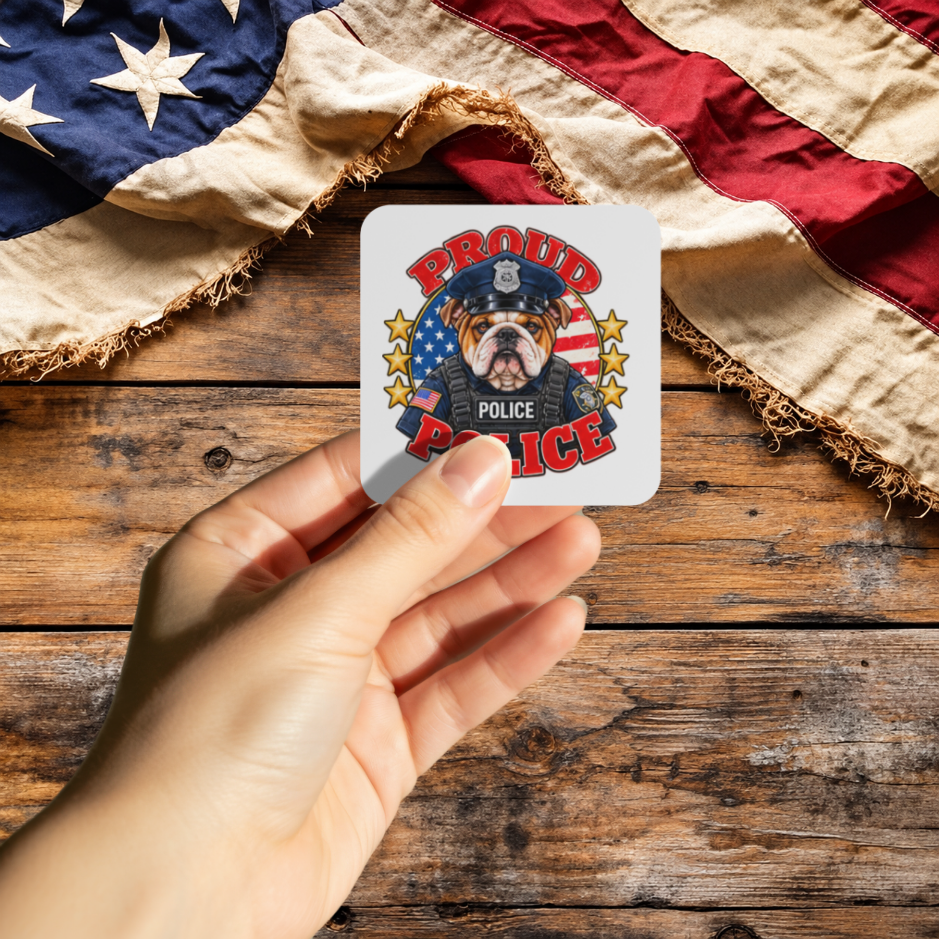 Proud Police English Bulldog sticker mockup