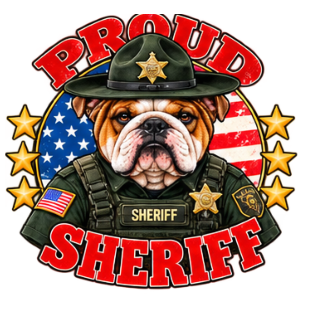 Proud Sheriff English Bulldog sticker design