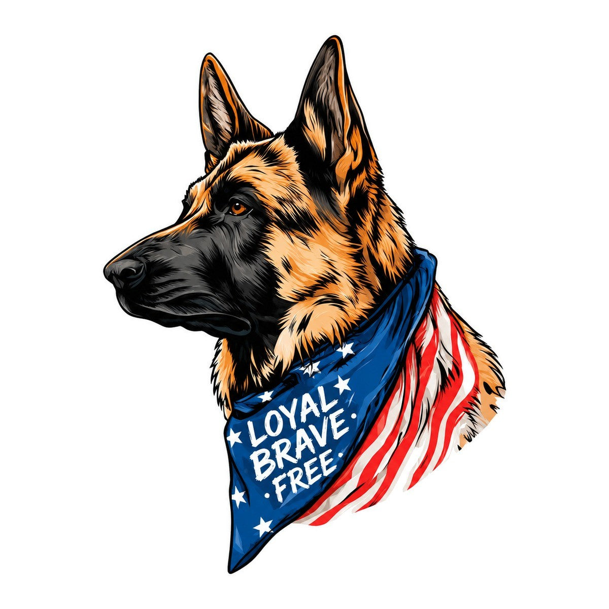German Shepherd Portrait Style 3x3 waterproof vinyl Veterans Day sticker design