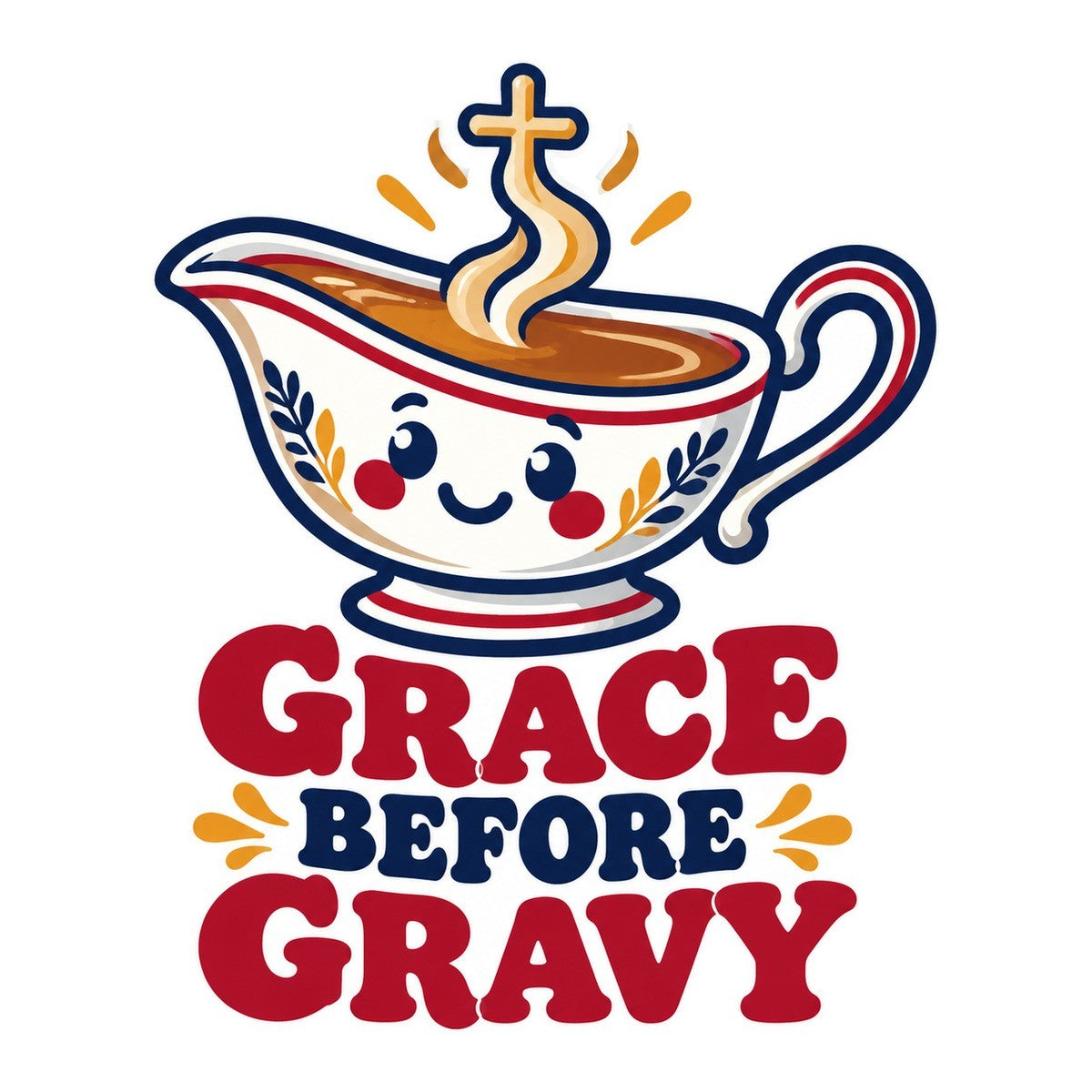 Grace Before Gravy 3x3 waterproof vinyl Thanksgiving sticker design