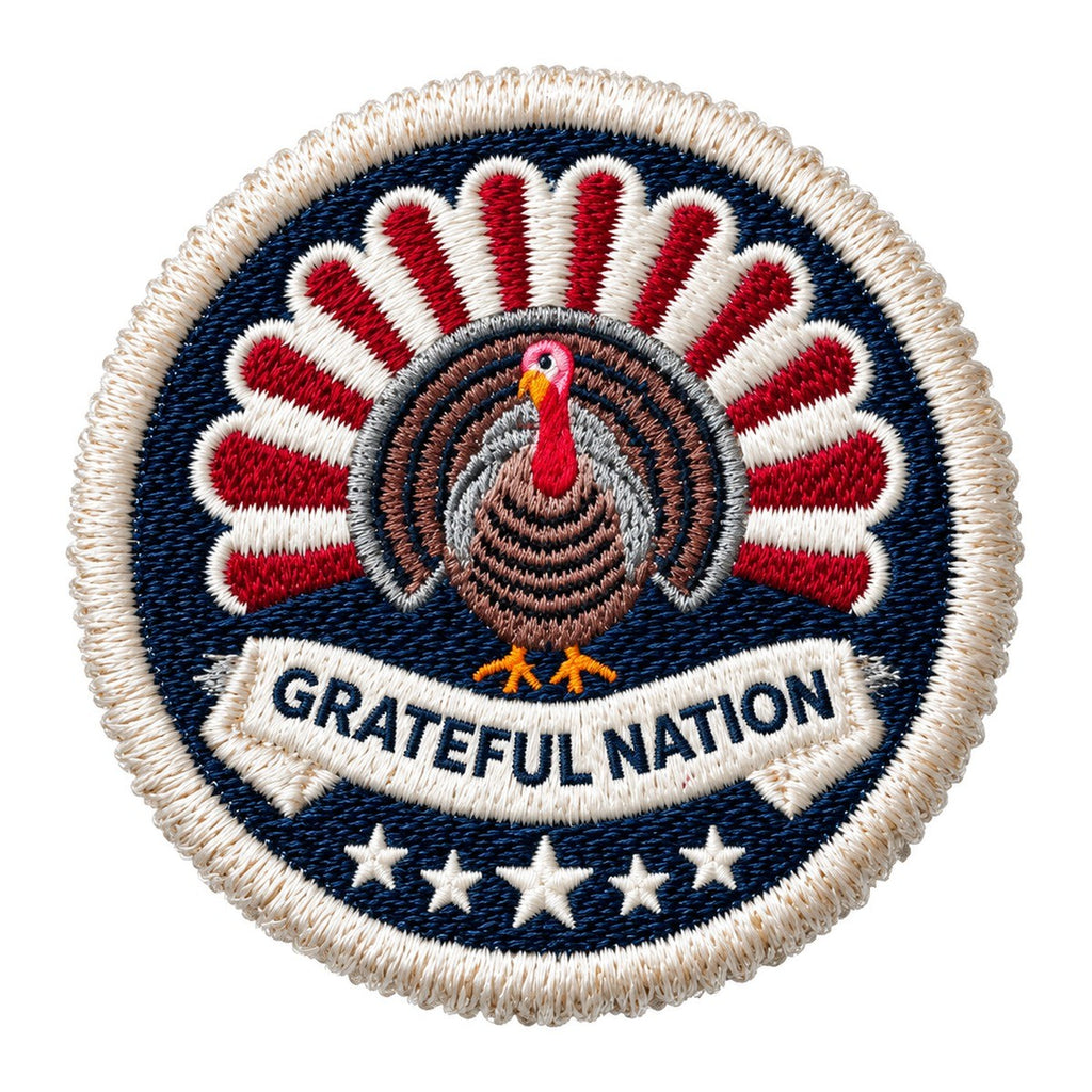 Grateful Nation 3x3 waterproof vinyl Thanksgiving sticker design