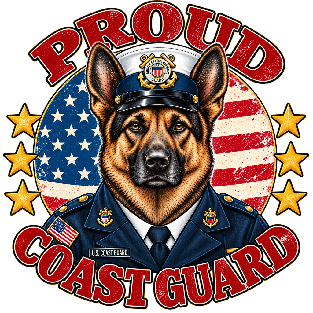 Proud Coast Guard German Shepherd sticker design