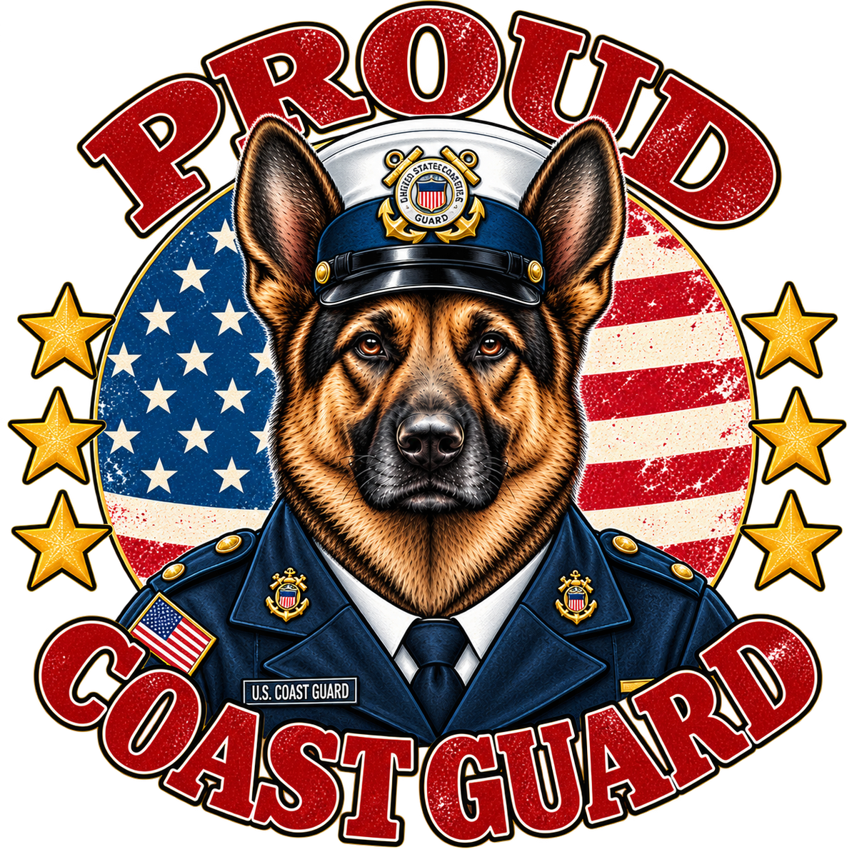 Proud Coast Guard German Shepherd sticker design