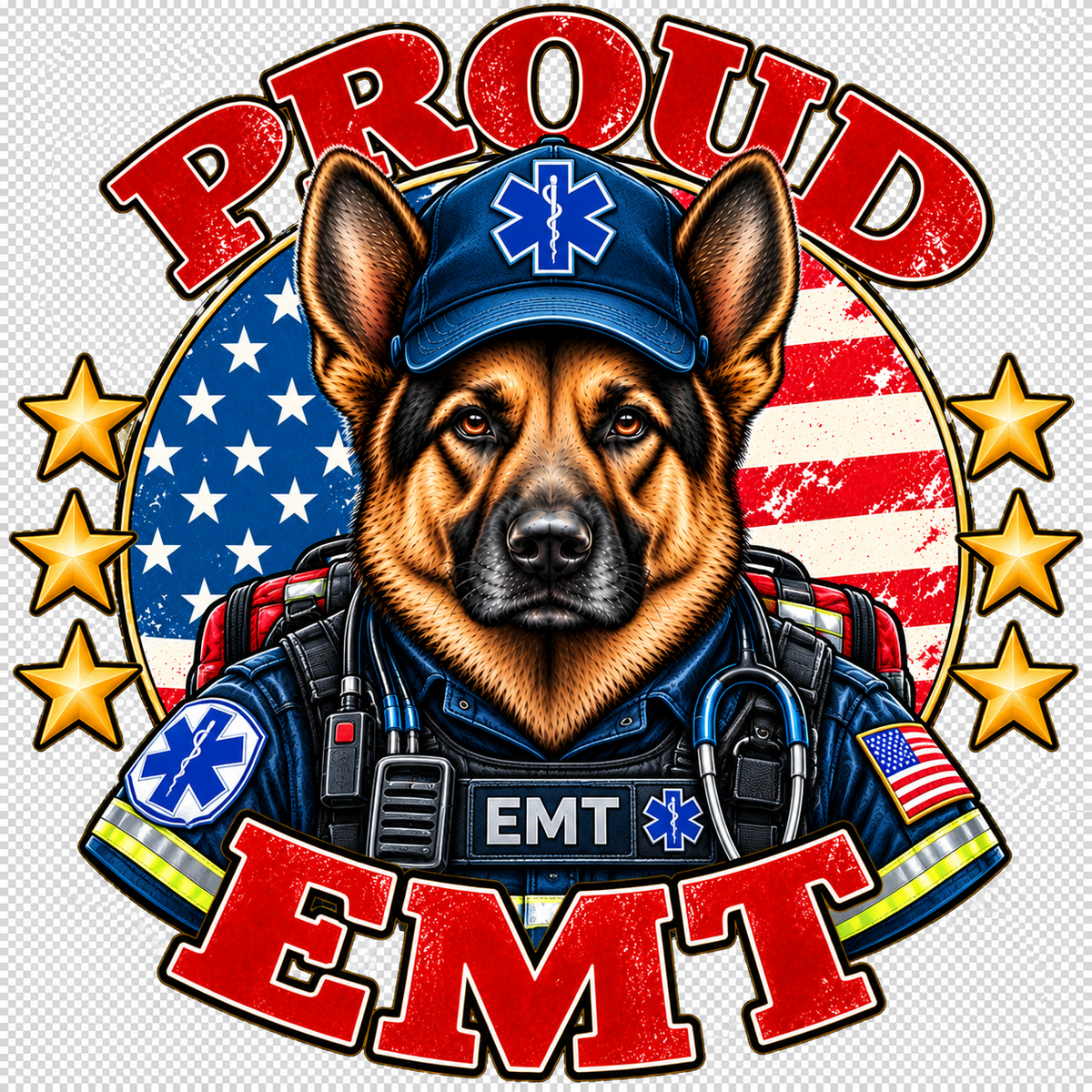 Proud EMT German Shepherd sticker design