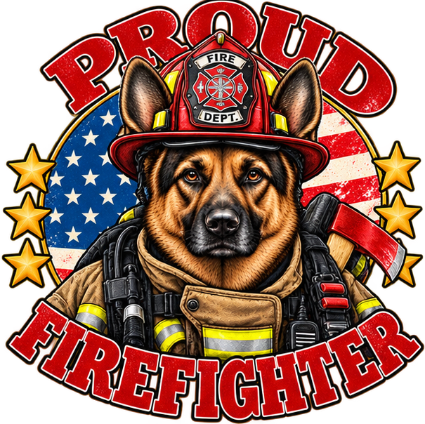Proud Firefighter German Shepherd sticker design