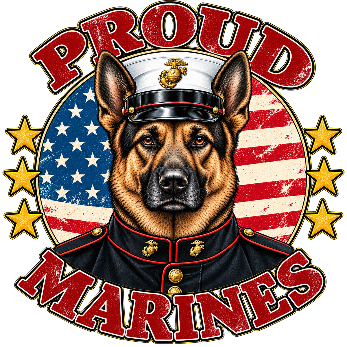 Proud Marines German Shepherd sticker design