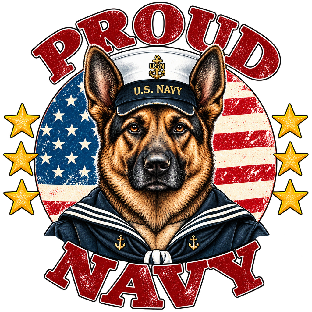 Proud Navy German Shepherd sticker design