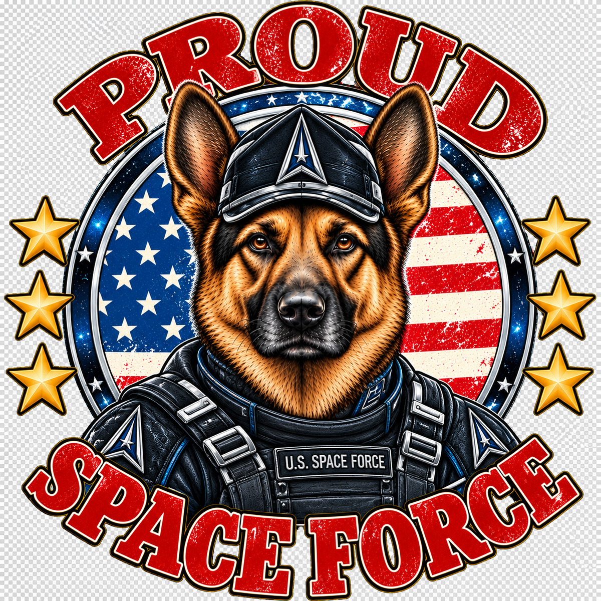 Proud Space Force German Shepherd sticker design