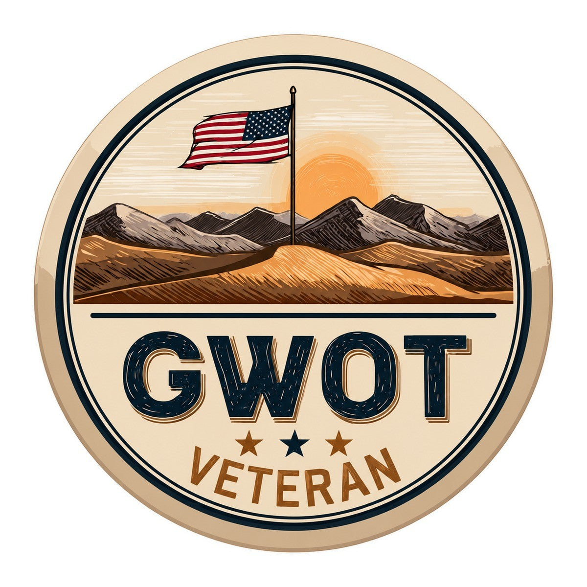 GWOT Veteran 3x3 waterproof vinyl Veterans Day sticker design