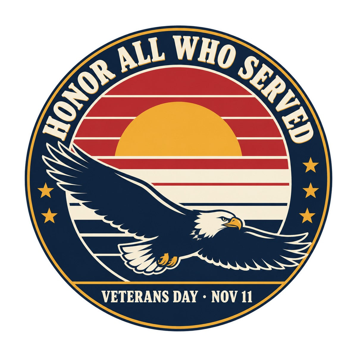 Honor All Who Served 3x3 waterproof vinyl Veterans Day sticker design