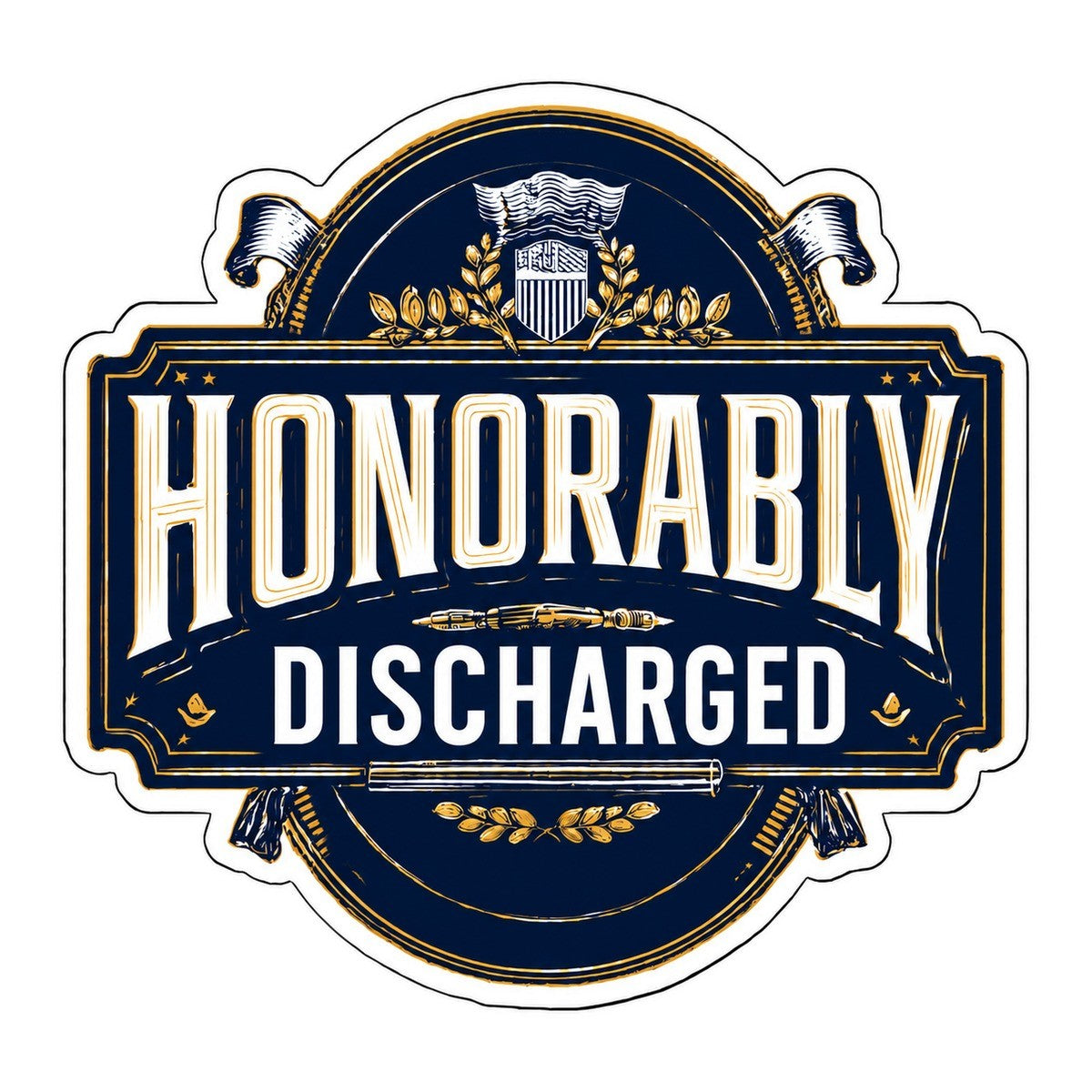 Honorably Discharged 3x3 waterproof vinyl Veterans Day sticker design