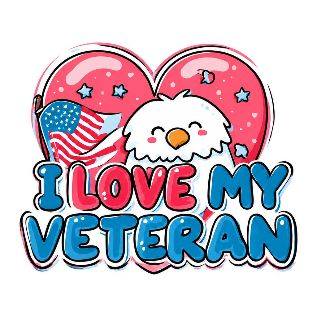 I Love My Veteran 3x3 waterproof vinyl Veterans Day sticker design