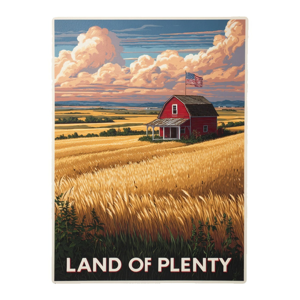 Land of Plenty 3x3 waterproof vinyl Thanksgiving sticker design