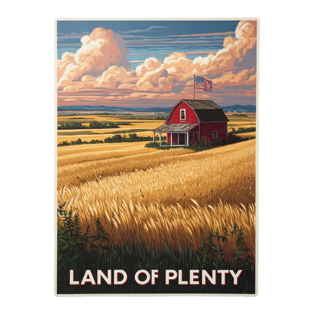 Land of Plenty 3x3 waterproof vinyl Thanksgiving sticker design