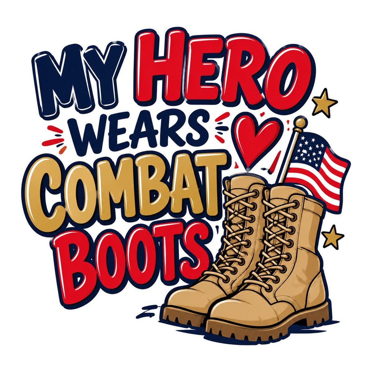 My Hero Wears Combat Boots 3x3 waterproof vinyl Veterans Day sticker design