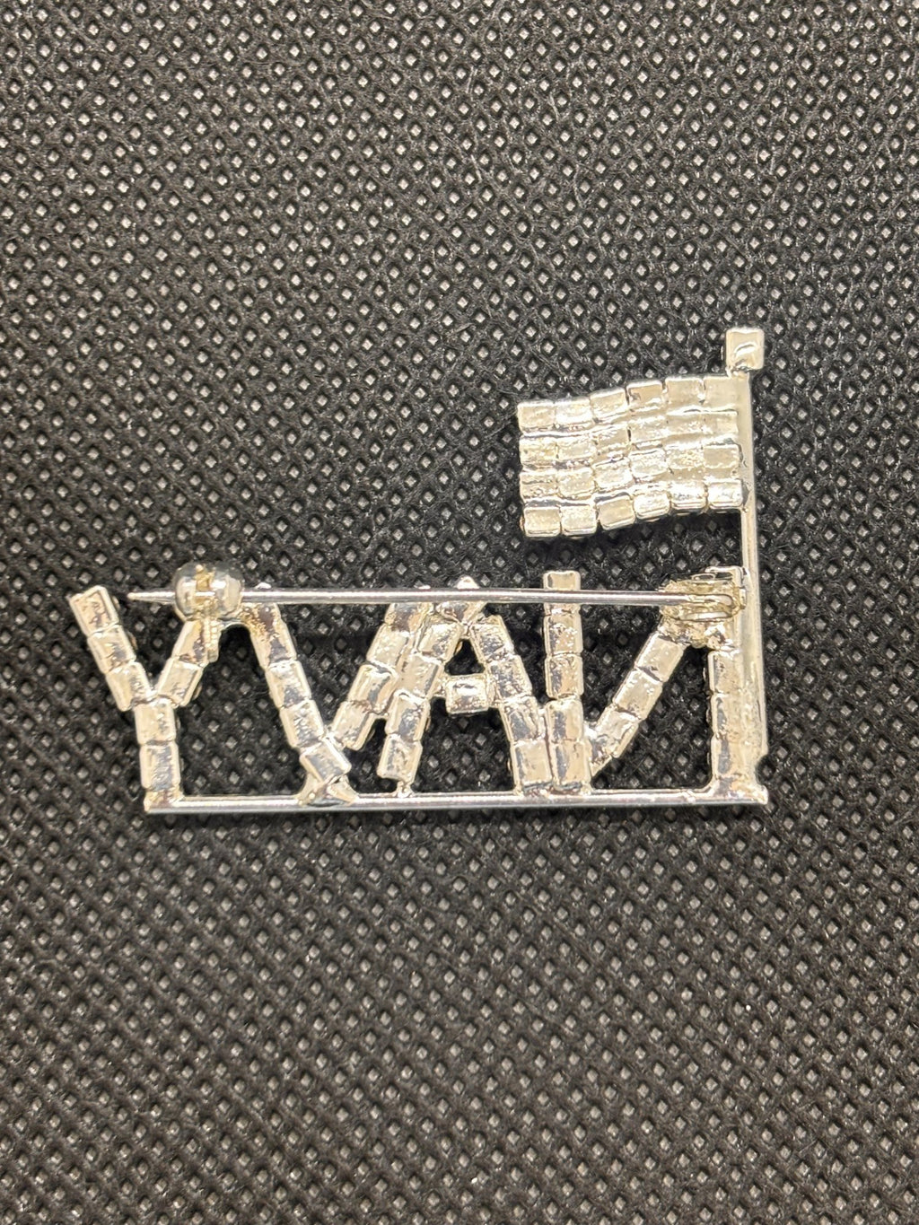 Rhinestone NAVY Letter Brooch with Mini American Flag