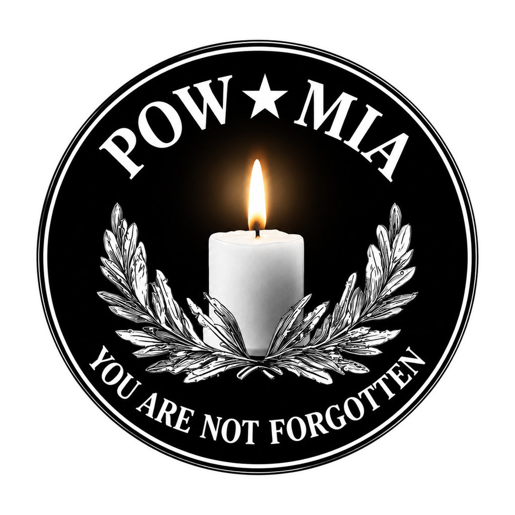 POW MIA You Are Not Forgotten Patch Style 3x3 waterproof vinyl Veterans Day sticker design