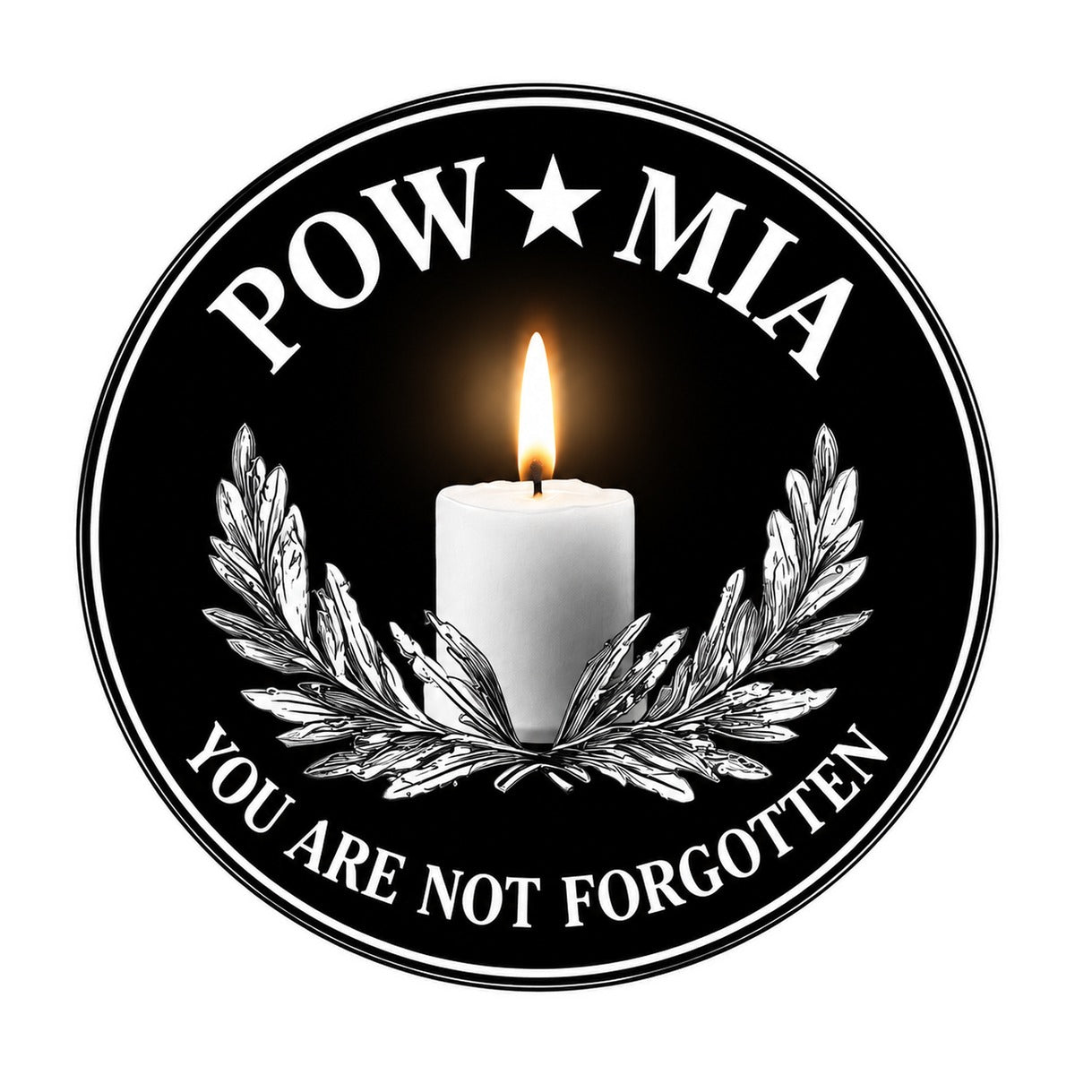 POW MIA You Are Not Forgotten Patch Style 3x3 waterproof vinyl Veterans Day sticker design