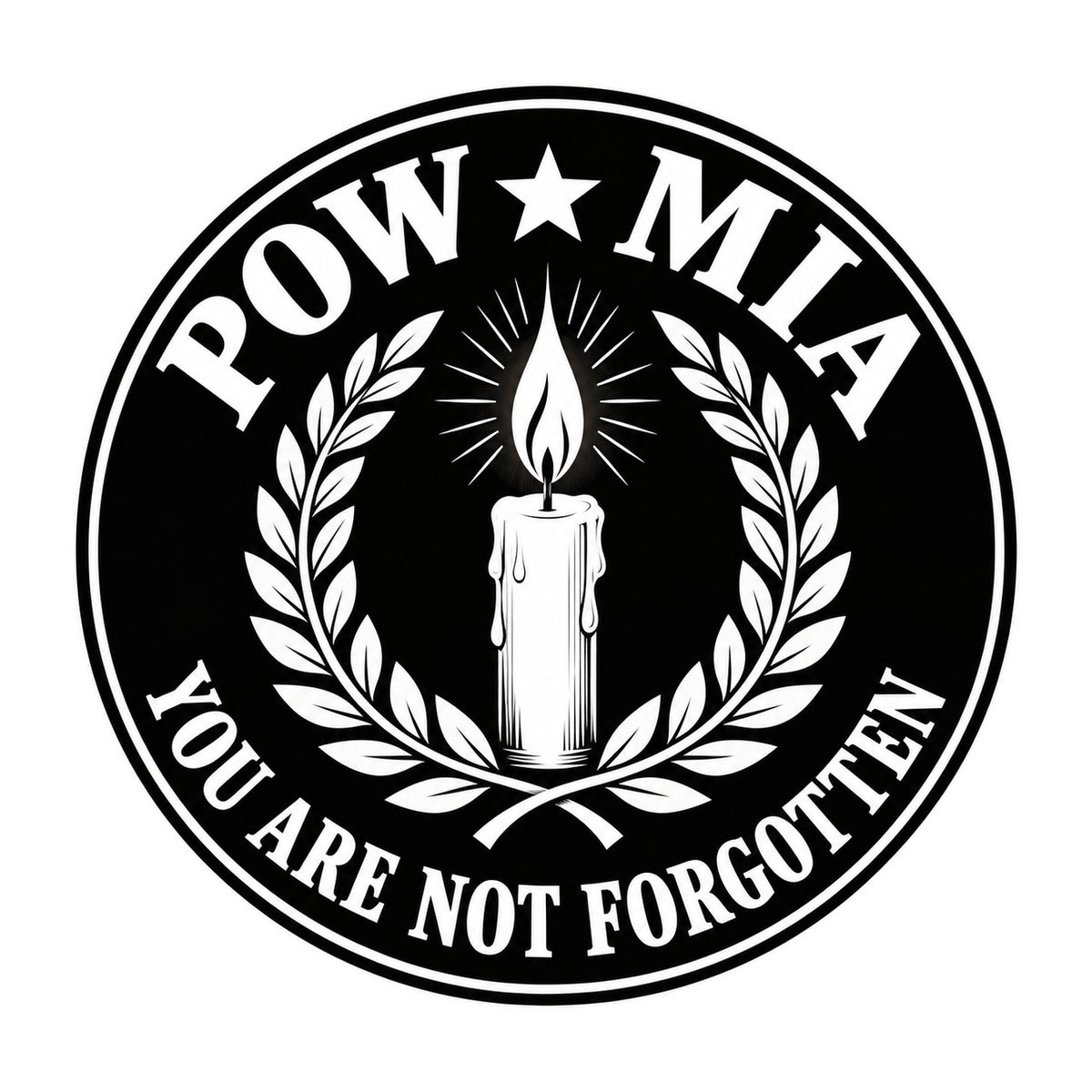 POW MIA You Are Not Forgotten 3x3 waterproof vinyl Veterans Day sticker design