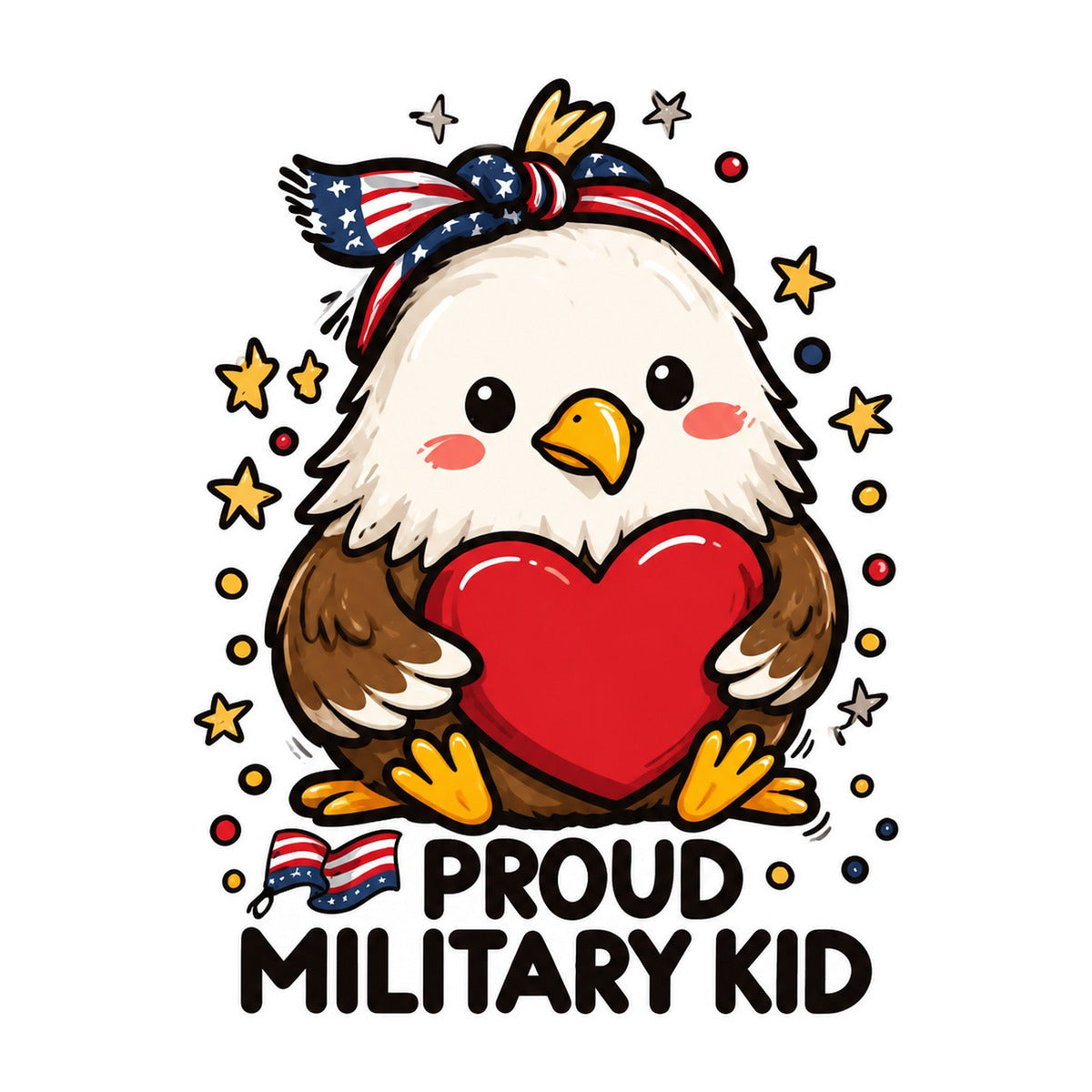 Proud Military Kid Doodle Style 3x3 waterproof vinyl Veterans Day sticker design