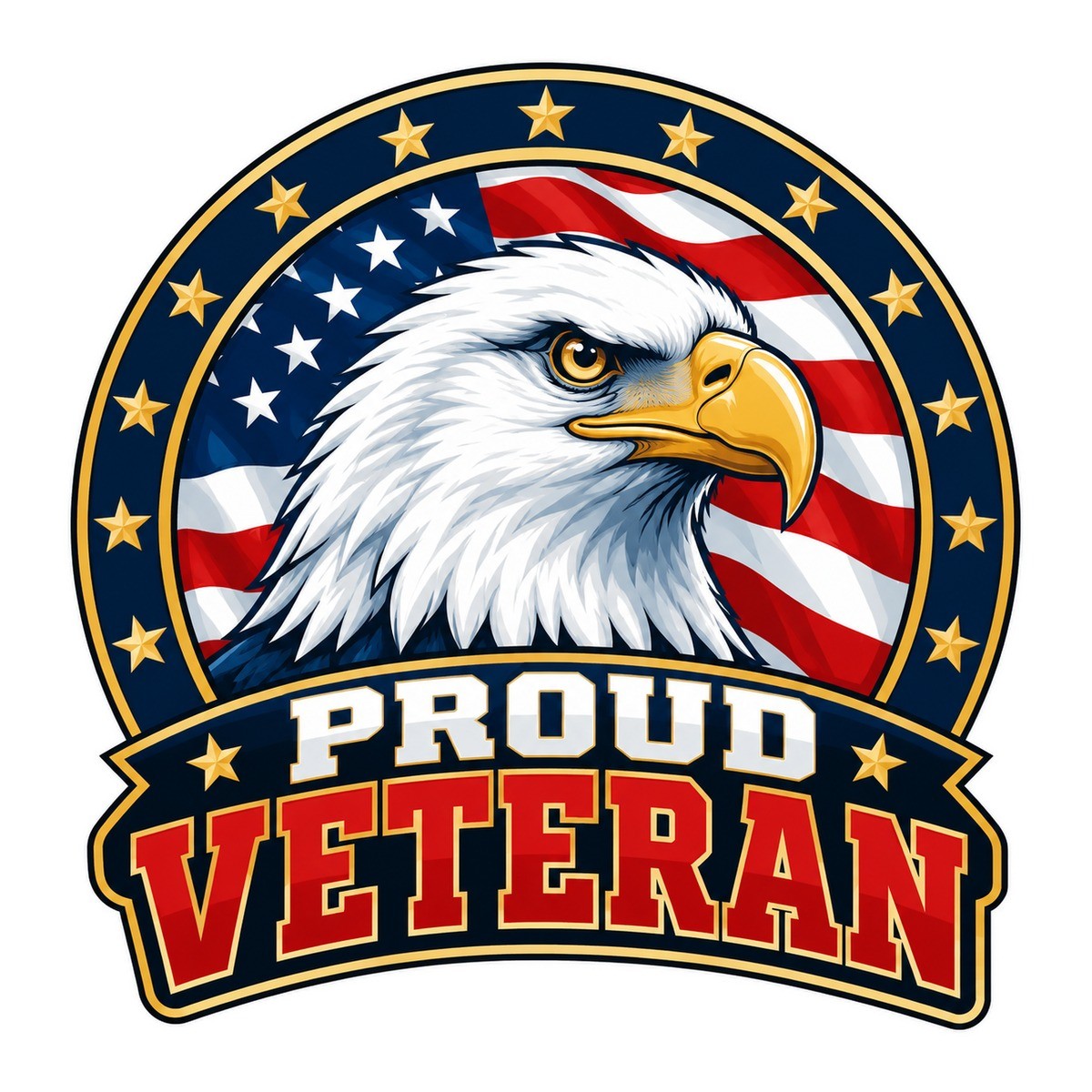 Proud Veteran Eagle 3x3 waterproof vinyl Veterans Day sticker design