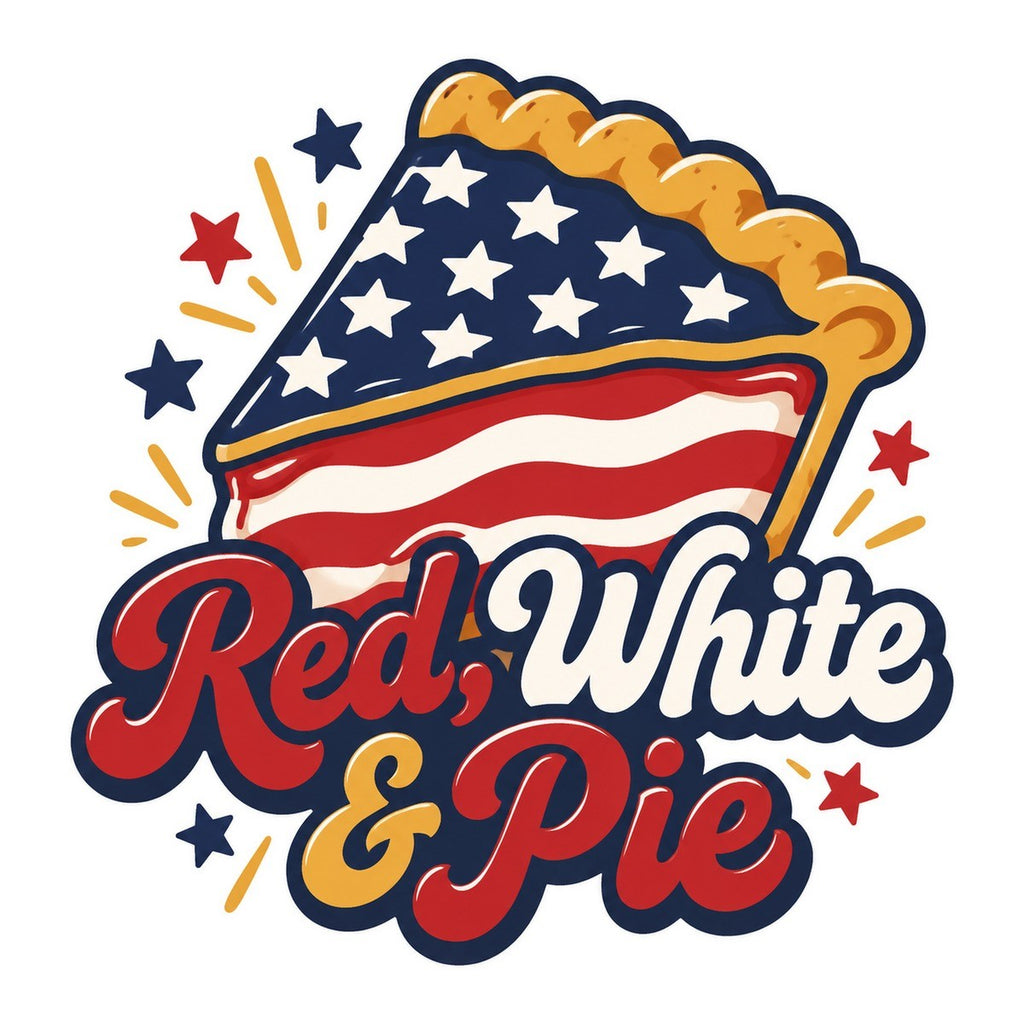 Red White and Pie 3x3 waterproof vinyl Thanksgiving sticker design