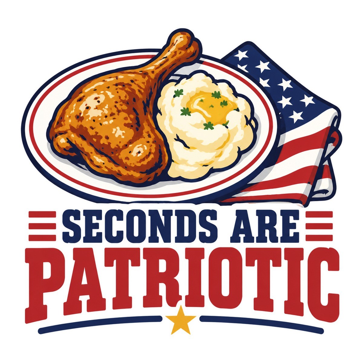 Seconds Are Patriotic 3x3 waterproof vinyl Thanksgiving sticker design