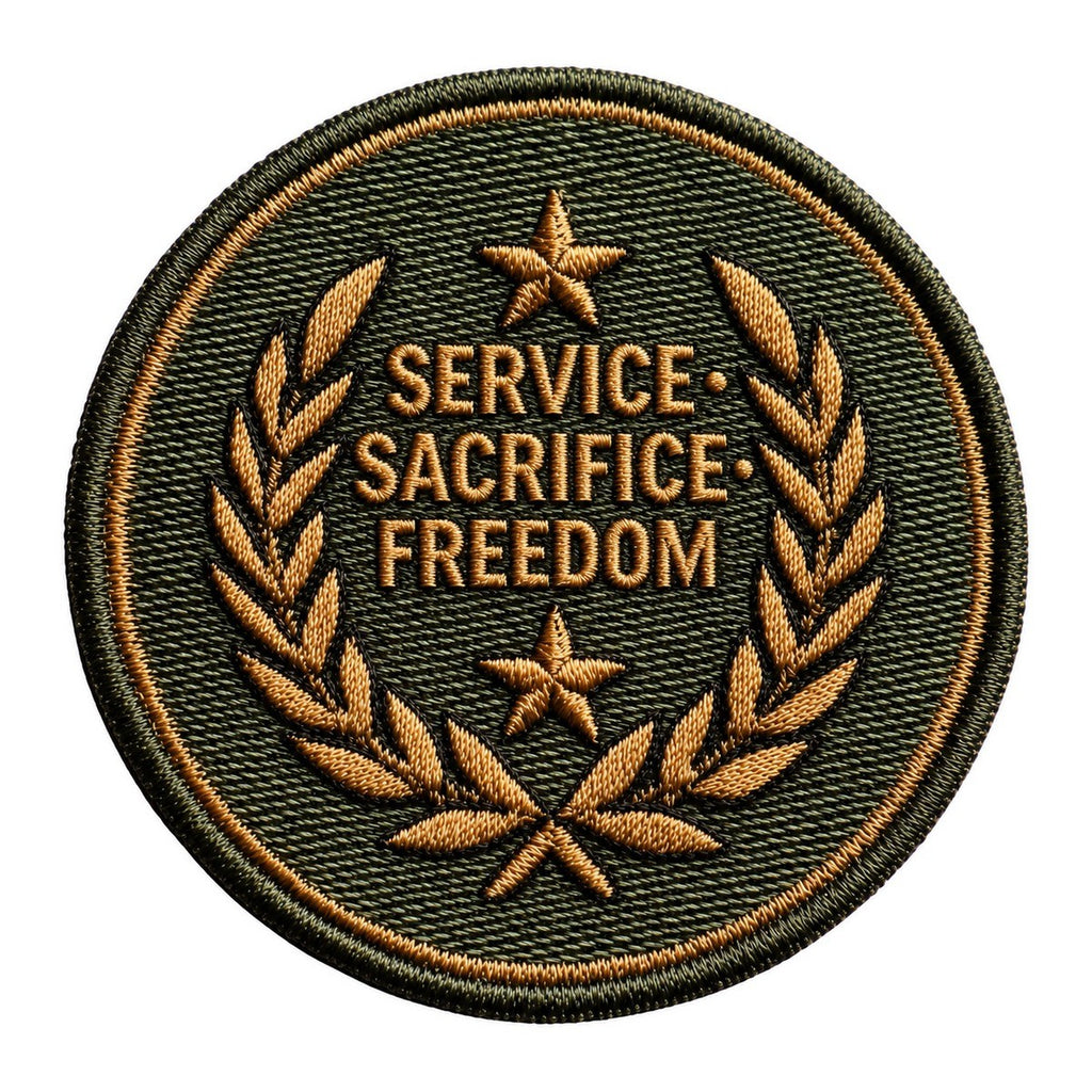 Service Sacrifice Freedom Patch Style 3x3 waterproof vinyl Veterans Day sticker design