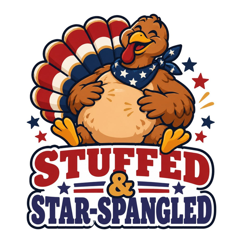Stuffed and Star Spangled 3x3 waterproof vinyl Thanksgiving sticker design
