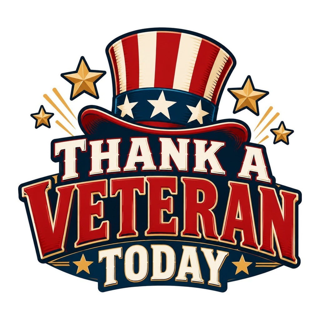 Thank a Veteran Today 3x3 waterproof vinyl Veterans Day sticker design
