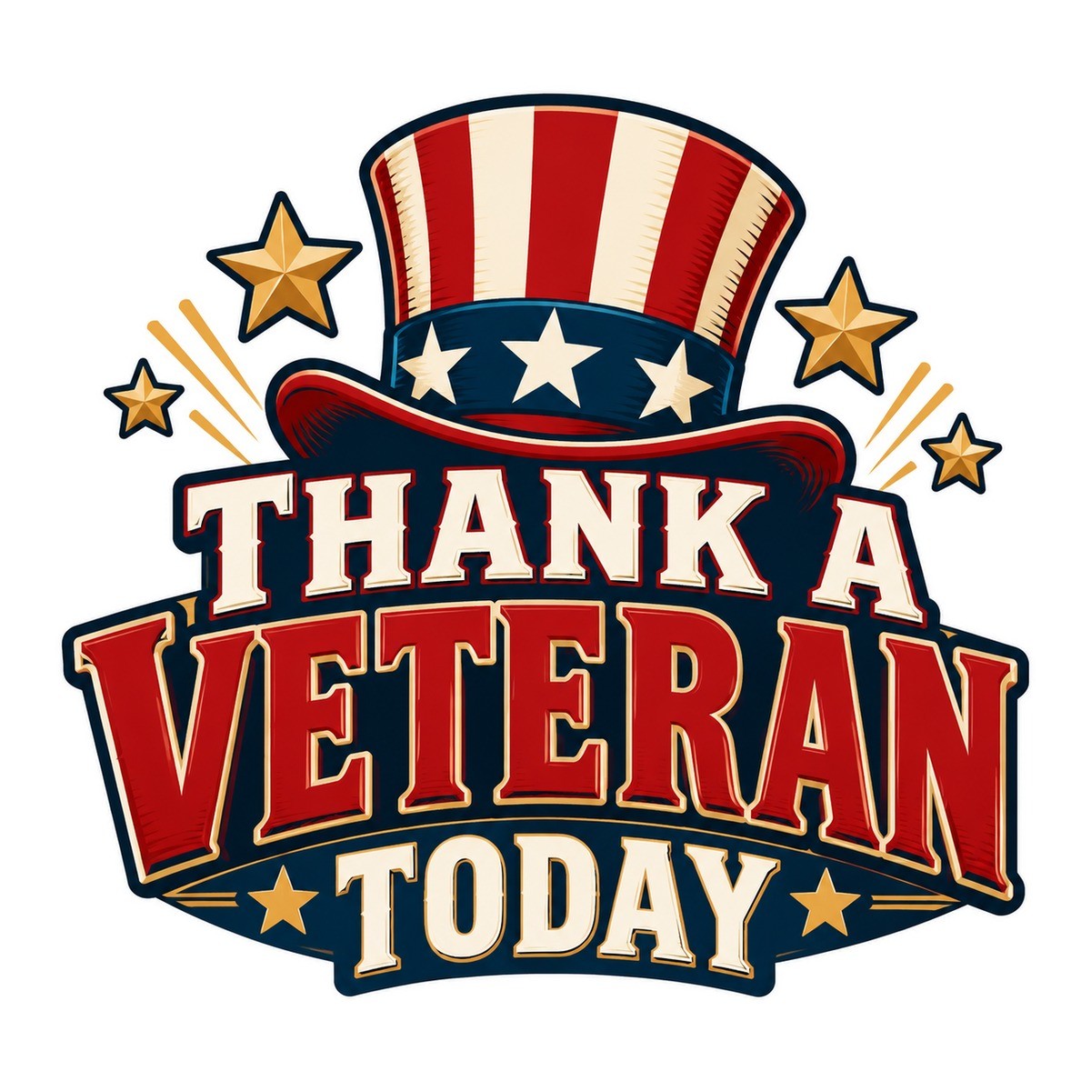 Thank a Veteran Today 3x3 waterproof vinyl Veterans Day sticker design
