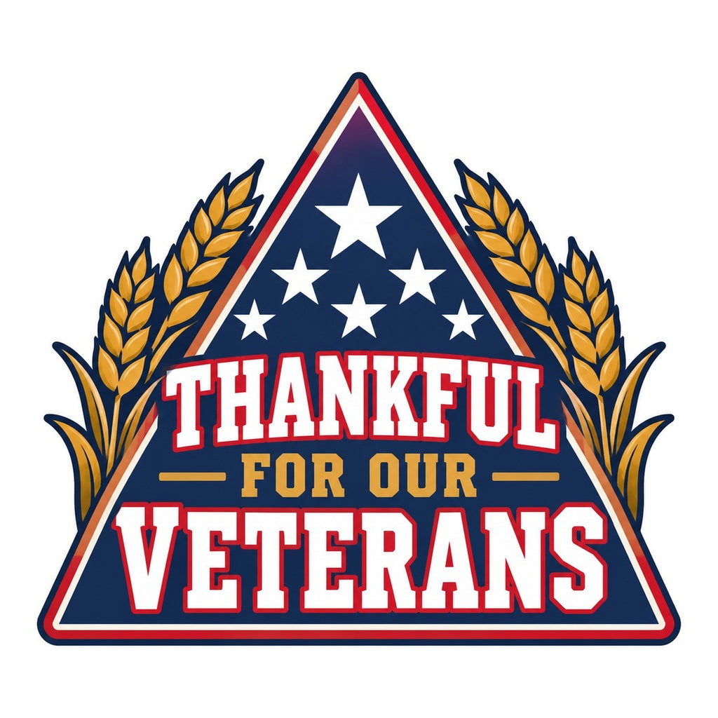 Thankful for Our Veterans 3x3 waterproof vinyl Thanksgiving sticker design