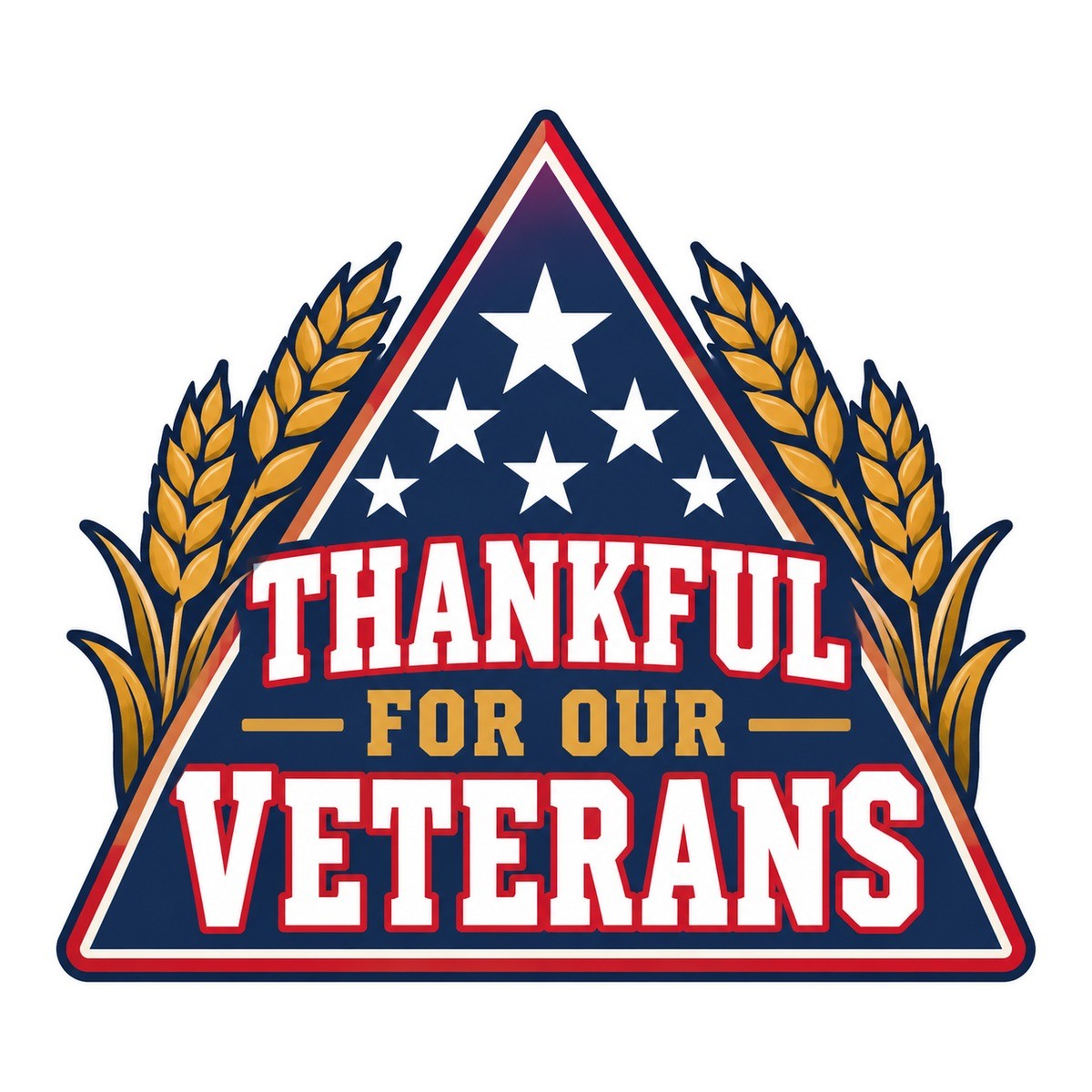 Thankful for Our Veterans 3x3 waterproof vinyl Thanksgiving sticker design